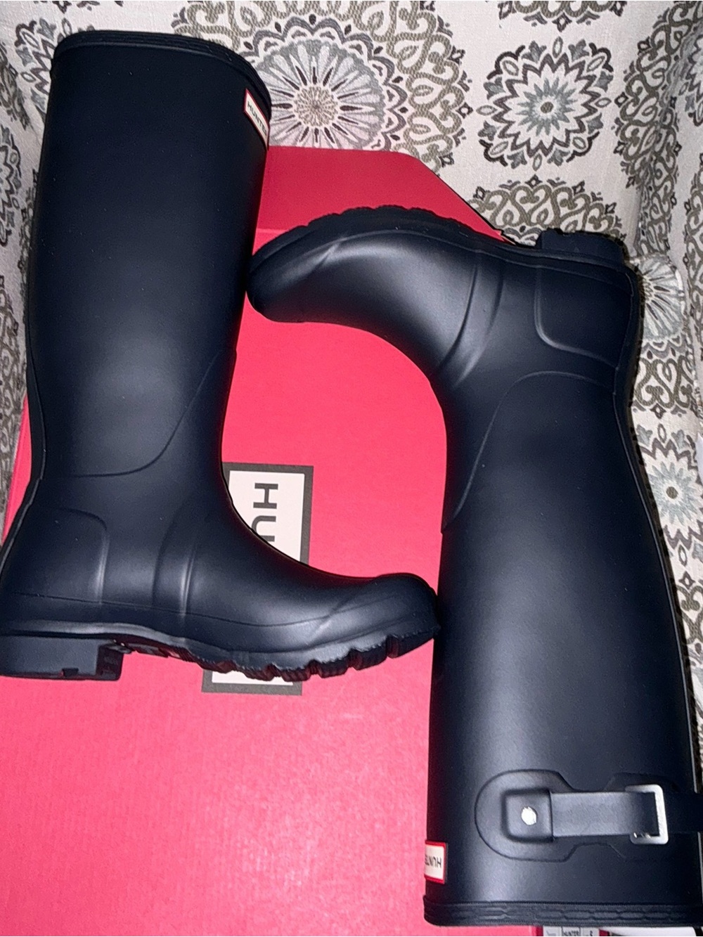 Hunter Boots Original Tall Black Boots with Expandable Back Size 7 - New in box